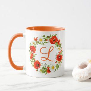 Anpassningsbar Vår Poppies Daisy Monogram utandnin Mugg