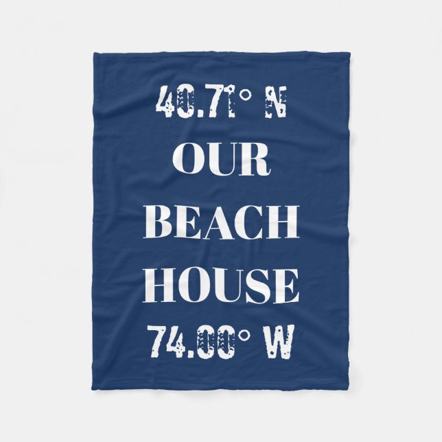 Anpassningsbar våra Beach House-koordinater Fleecefilt (Framsidan)