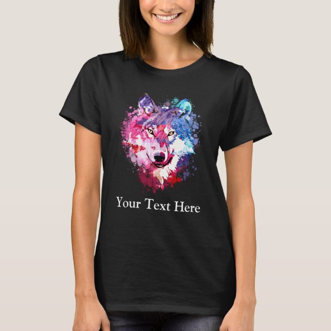 Anpassningsbar Varg Ansikte Teckning T Shirt (Framsida)