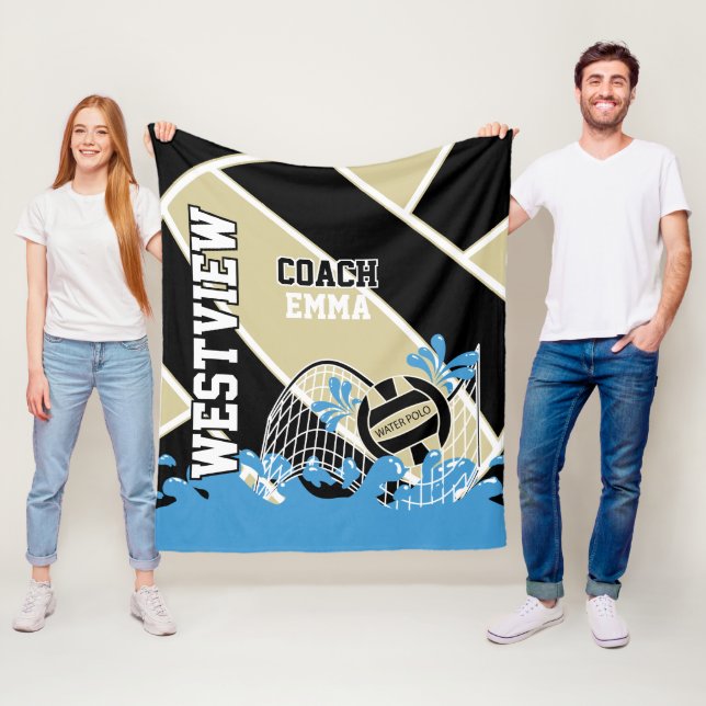 Anpassningsbar - Vatten Polo 🤽 ‍ ♀️ i Guld, Svart Fleecefilt (På plats)