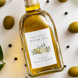 Anpassningsbar Vattenfärg Citrus Lemon Olive Oil F Mat Etikett