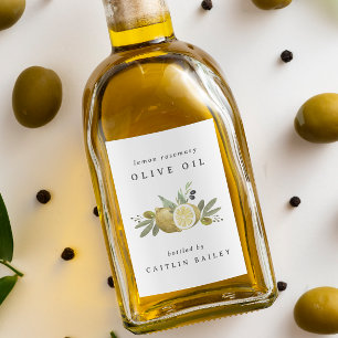 Anpassningsbar Vattenfärg Citrus Lemon Olive Oil F Mat Etikett