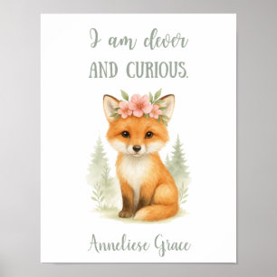 Anpassningsbar Vattenfärg Feminine Fox Woodland Nu Poster