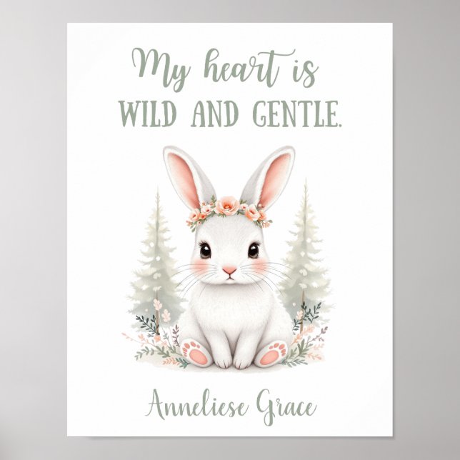 Anpassningsbar Vattenfärg Hare Woodland Animal Nur Poster (Framsidan)