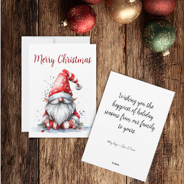 Anpassningsbar Vattenfärg Tomte Gnome Julkort