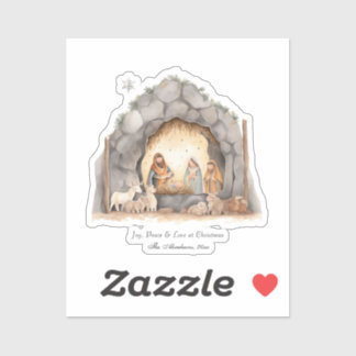 Anpassningsbar Vattenfärg Vintage jul Nativitetsce Klistermärken
