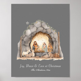 Anpassningsbar Vattenfärg Vintage jul Nativitetsce Poster