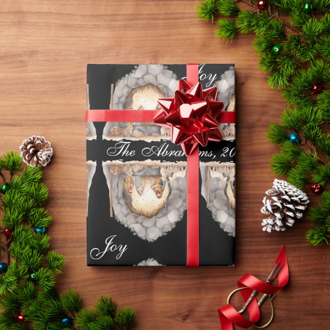 Anpassningsbar Vattenfärg Vintage jul Nativitetsce Presentpapper (Julgåva)
