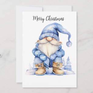 Anpassningsbar Vattenfärg Vinter Tomte Julkort