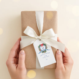 Anpassningsbar Vattenfärgad Vapensköld med vinterg Presentetikett