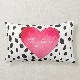 ANPASSNINGSBAR VATTENFÄRGHJÄRTA PÅ DALMATISKT POLK LUMBARKUDDE