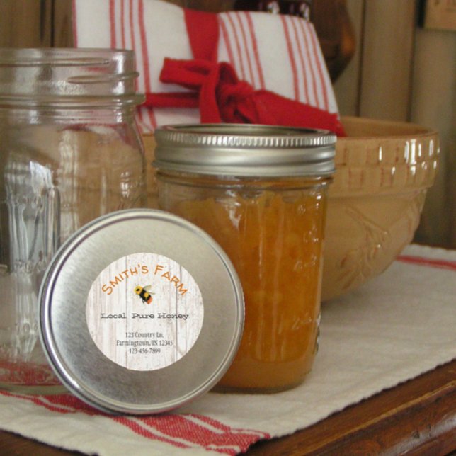 Anpassningsbar Vattenfärgsbihonungsrund etikett (Skapare uppladdad)