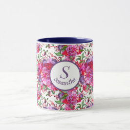 Anpassningsbar Vattenfärgsblommor Fuchsia Blooms Mugg