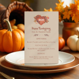 Anpassningsbar Vattenfärgsmeny Heart-Thanksgivinge
