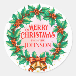 Anpassningsbar vattenfärgsutandning God jul Runt Klistermärke