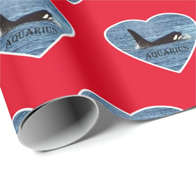 Anpassningsbar Vattenmannen Orca Späckhuggare Röd Presentpapper (Rullad Hörn)