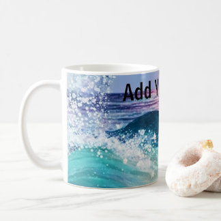 Anpassningsbar Vattenskärtfoto med blått havsvatte Kaffemugg