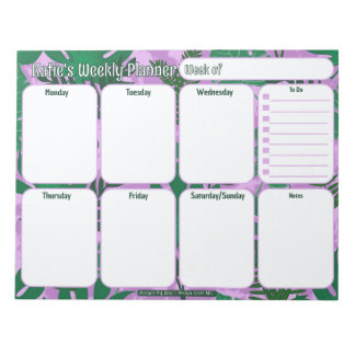 Anpassningsbar Veckoplanering | Jungle Löv Mönster Anteckningsblock