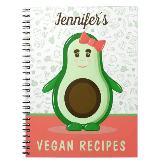 Anpassningsbar Vegan-recept Anteckningsbok (Framsidan)