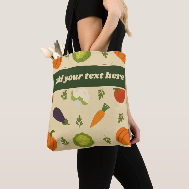 Anpassningsbar Veggie Tote Bag Sunshine & Veggies  Tygkasse (Närbild)