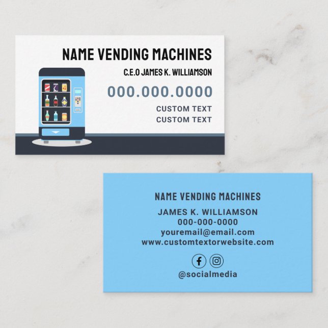 Anpassningsbar Vending Maskiner Visitkort (Fram/baksida)