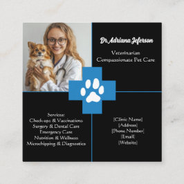 Anpassningsbar Veterinär Affärskort med foto Fyrkantigt Visitkort
