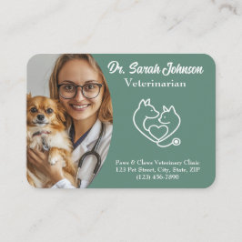 Anpassningsbar Veterinär Affärskort med foto, Logo Visitkort