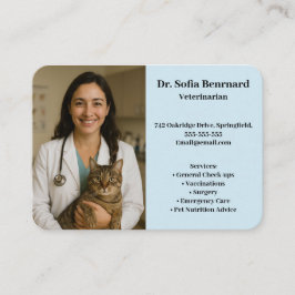 Anpassningsbar Veterinär Affärskort med foto Visitkort
