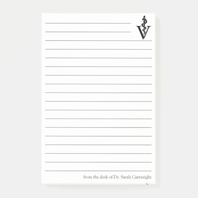 Anpassningsbar Veterinär Caduceus Post-it Block (Framsida)