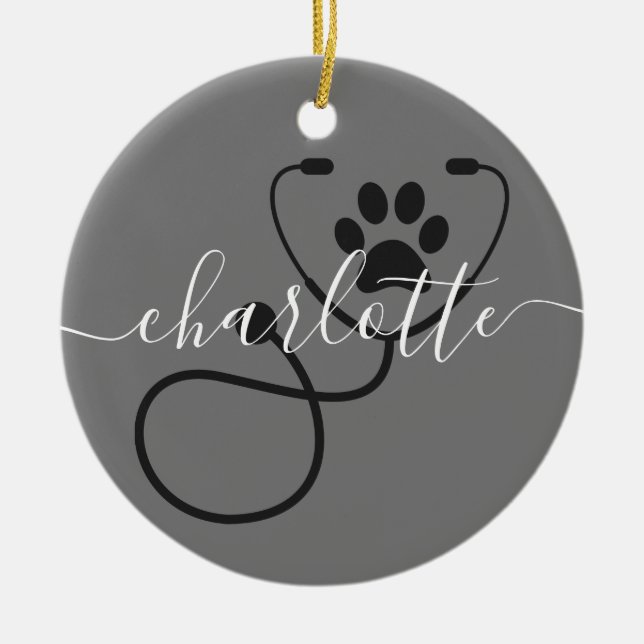 Anpassningsbar Veterinär Veterinary Tech Vet Assis Julgransprydnad Keramik (Framsidan)