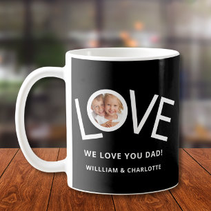Anpassningsbar Vi kärlek You Pappa Photo Black Kaffemugg