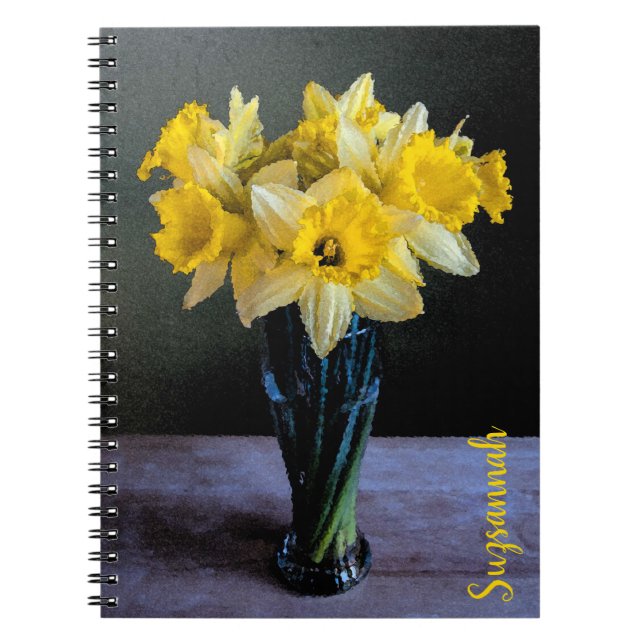 Anpassningsbar Vibrant Daffodils in Vas still Life Anteckningsbok (Framsidan)