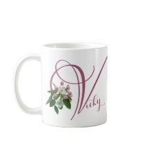 Anpassningsbar Vicky namnmonogram rosa blomster ch