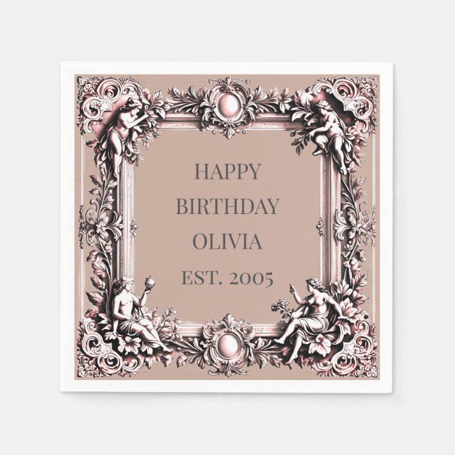 Anpassningsbar Victorian Ram Napkin - mocha mousse Pappersservett (Framsidan)