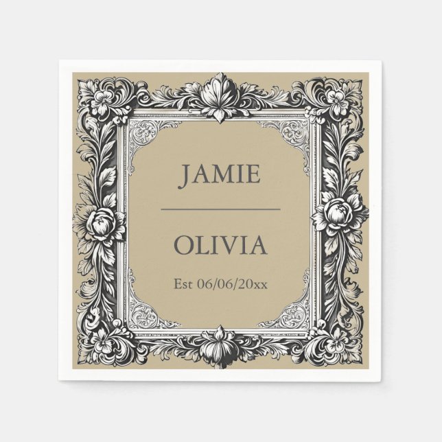 Anpassningsbar Victorian Rulla Ram - mocha brun pa Pappersservett (Framsidan)