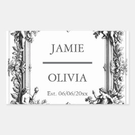 Anpassningsbar Victorian Rulla Ram Napkin - bröllo Rektangulärt Klistermärke