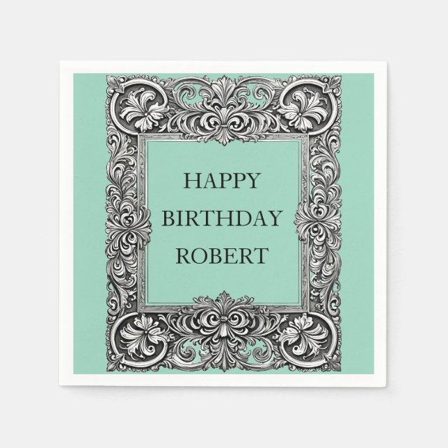 Anpassningsbar Victorian Rulla Ram Napkin - Elegan Pappersservett (Framsidan)