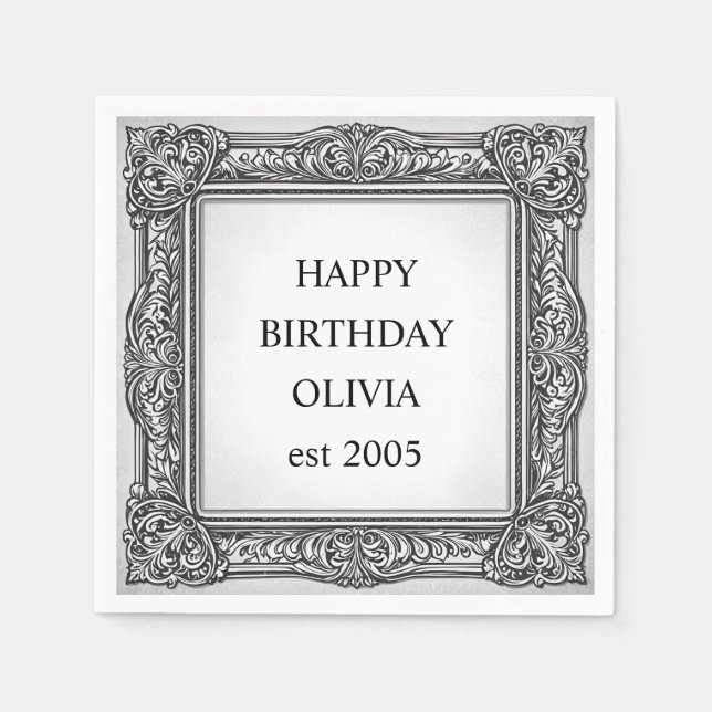 Anpassningsbar Victorian Rulla Ram Napkin - Elegan Pappersservett (Framsidan)