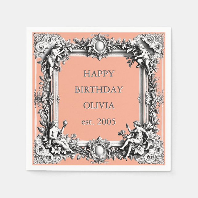 Anpassningsbar Victorian Rulla Ram Napkin - lerros Pappersservett (Framsidan)