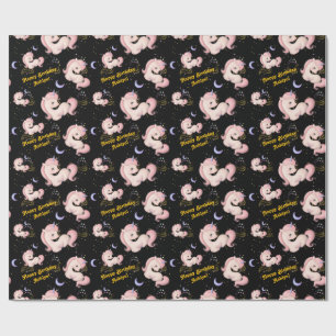 Anpassningsbar Viktigt Rosa Unicorn Girls Birthday Presentpapper
