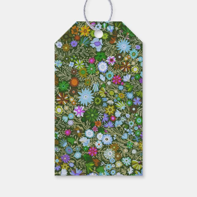 Anpassningsbar Vild Grönt Fält Blooms Presentetikett (Framsidan)