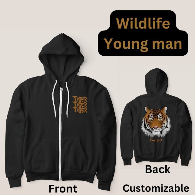 Anpassningsbar vilt Tiger Animal Black för honom T Shirt (Skapare uppladdad)