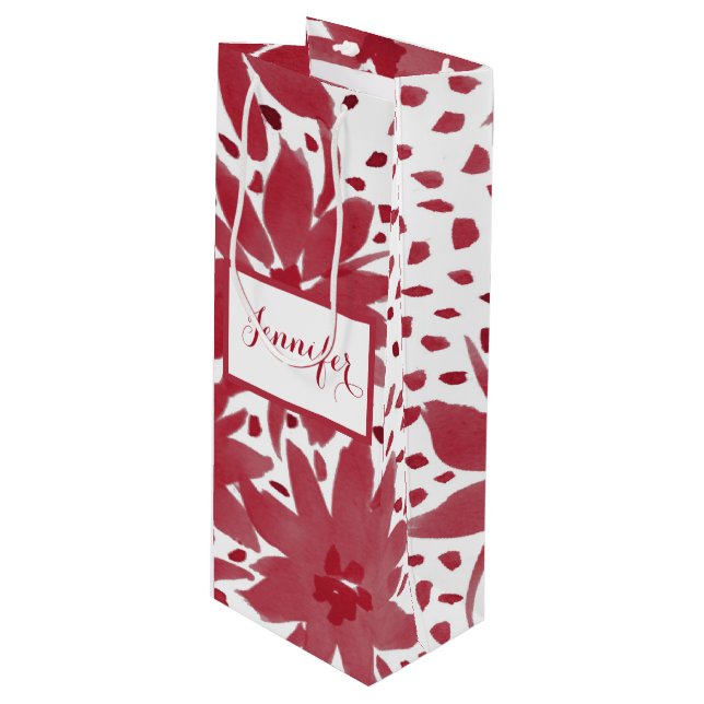 Anpassningsbar Vin Blommigt Design Ruby Red Gift B (Framsidan Vinklad)
