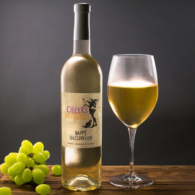 Anpassningsbar Vin etikett Cheers Witches Hallowee (Skapare uppladdad)