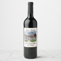Anpassningsbar Vin-etikett - New House Gift med Ad