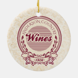 Anpassningsbar vingård namn vin julprydnad julgransprydnad keramik