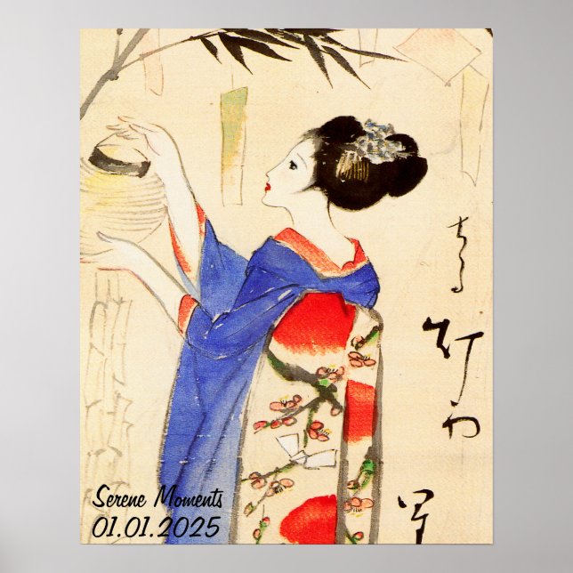 Anpassningsbar Vintage Aesthetic Japan Kimono Wall Poster (Framsidan)