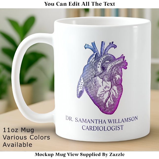Anpassningsbar Vintage Anatomisk Hjärtlabel, Flera Kaffemugg (Skapare uppladdad)