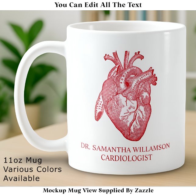 Anpassningsbar Vintage Anatomisk Hjärtlabel, Röd Kaffemugg (Skapare uppladdad)