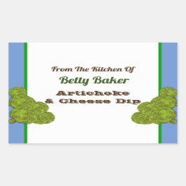 Anpassningsbar Vintage Artichoke Dip eller Recept Rektangulärt Klistermärke